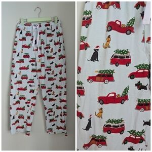 Lazy One Unisex Small Lounge PJ Pajama Pants Dogs Cars With Christmas Trees 193